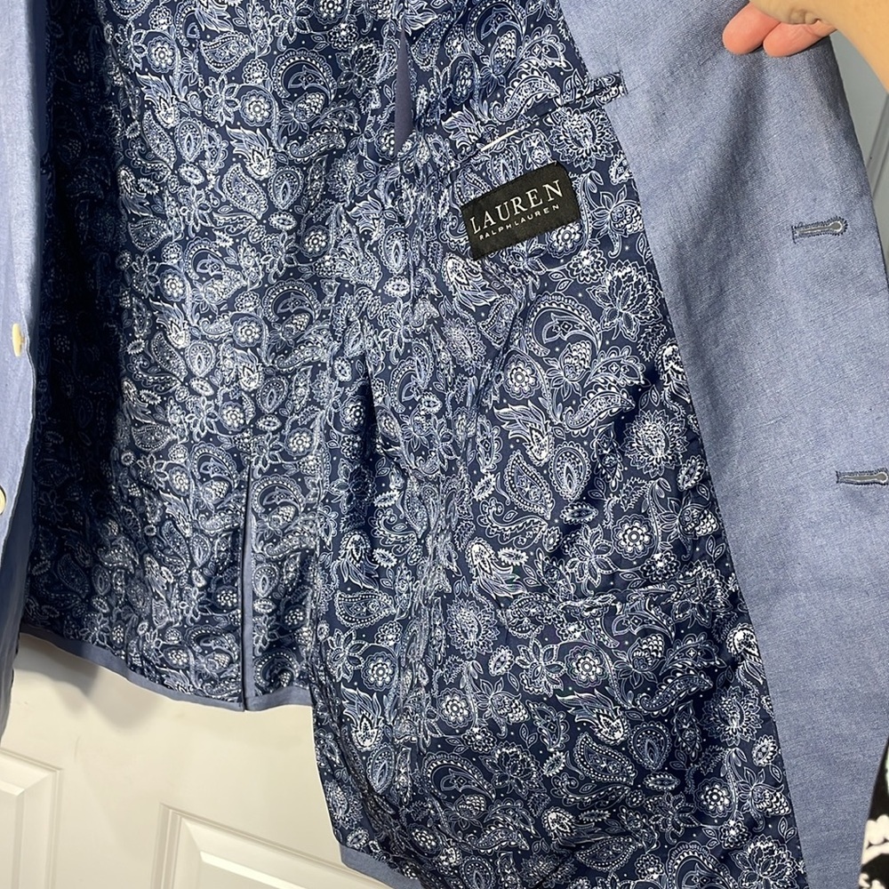 Lauren Ralph Lauren Linen Blazer Sz XL 48R Blue Classic Old Money Single Breast - Picture 6 of 15
